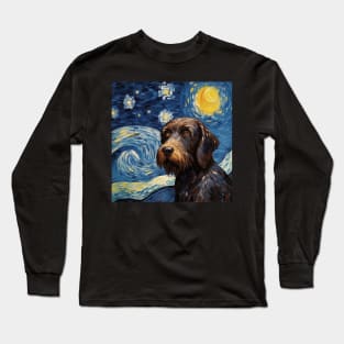 Black German Wirehaired Pointer Night Long Sleeve T-Shirt